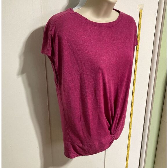 PrAna Pacific Drift Crossover Fuschia Purple Bottom Twist Top T Shirt Womens XS - Picture 3 of 13